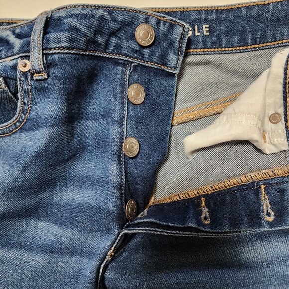 American Eagle Dark Wash Stretch Denim High Rise Tomgirl Jeans - Picture 5 of 10